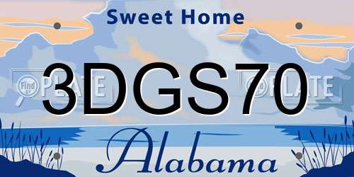 3DGS70 Alabama License Plate