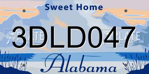 3DLD047 Alabama License Plate