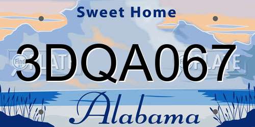 3DQA067 Alabama License Plate