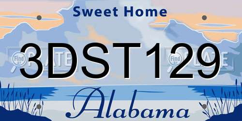 3DST129 Alabama License Plate