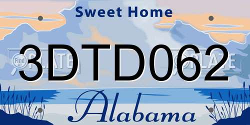 3DTD062 Alabama License Plate