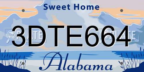 3DTE664 Alabama License Plate