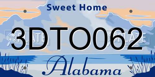 3DTO062 Alabama License Plate