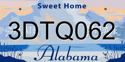 3DTQ062 Alabama License Plate