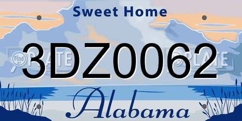 3DZ0062 Alabama License Plate