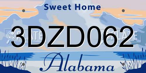 3DZD062 Alabama License Plate