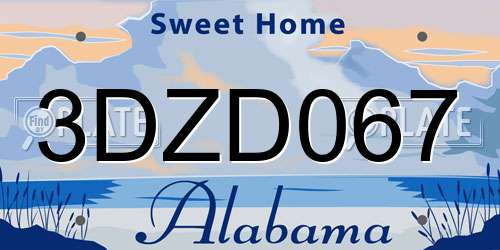 3DZD067 Alabama License Plate