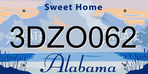 3DZO062 Alabama License Plate