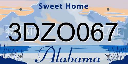 3DZO067 Alabama License Plate