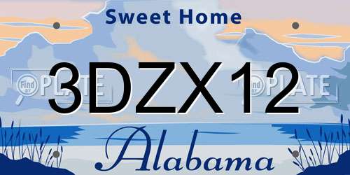 3DZX12 Alabama License Plate