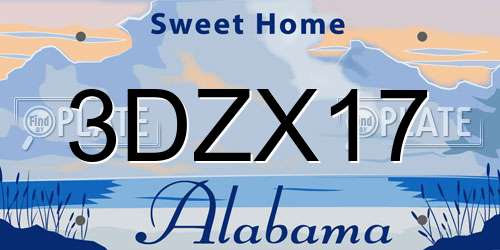 3DZX17 Alabama License Plate