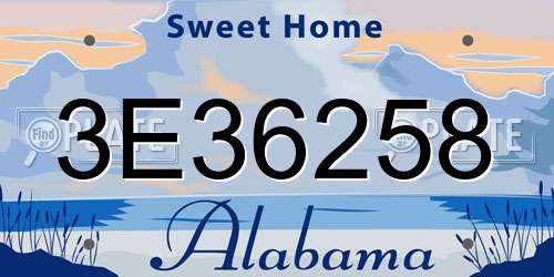 3E36258 Alabama License Plate