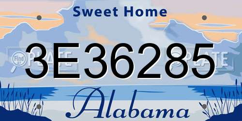 3E36285 Alabama License Plate