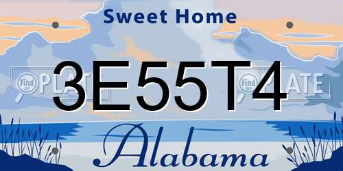 3E55T4 Alabama License Plate