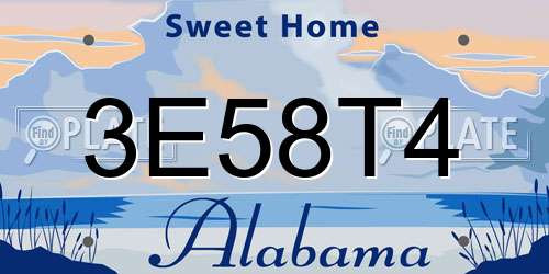 3E58T4 Alabama License Plate
