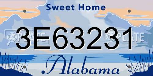 3E63231 Alabama License Plate