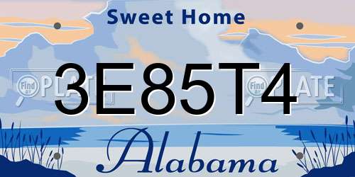 3E85T4 Alabama License Plate