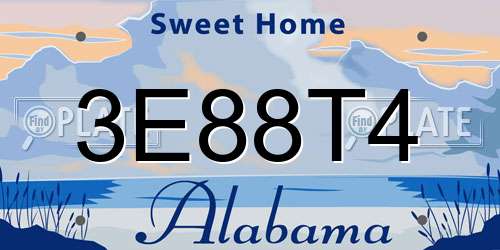 3E88T4 Alabama License Plate