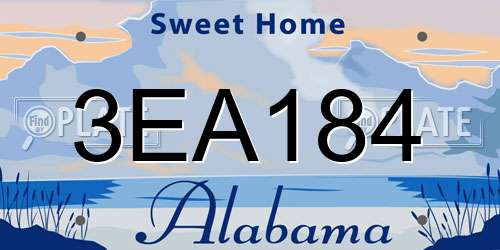 3EA184 Alabama License Plate
