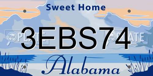 3EBS74 Alabama License Plate