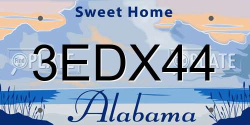 3EDX44 Alabama License Plate
