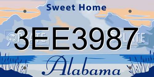 3EE3987 Alabama License Plate