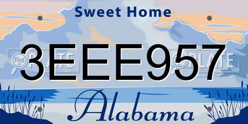 3EEE957 Alabama License Plate