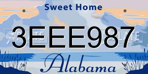3EEE987 Alabama License Plate