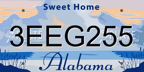 3EEG255 Alabama License Plate