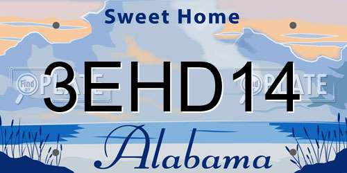 3EHD14 Alabama License Plate