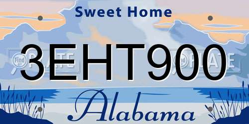 3EHT900 Alabama License Plate