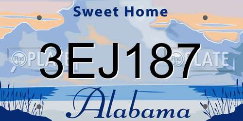 3EJ187 Alabama License Plate