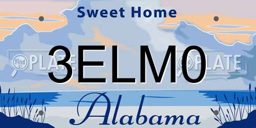 3ELM0 Alabama License Plate