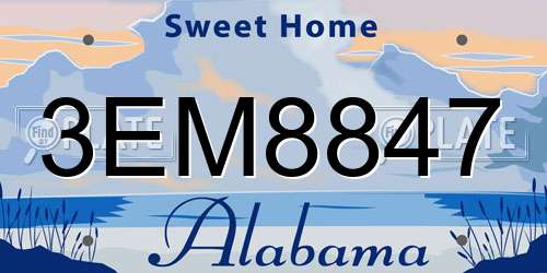 3EM8847 Alabama License Plate