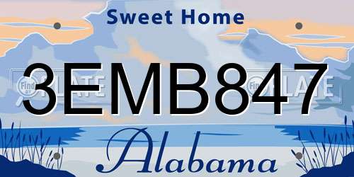 3EMB847 Alabama License Plate