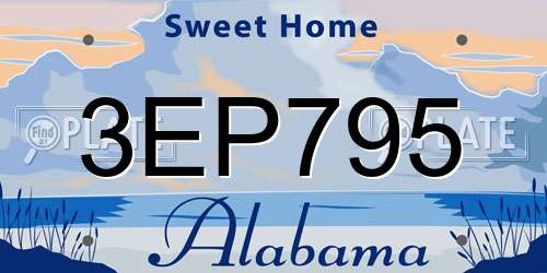 3EP795 Alabama License Plate