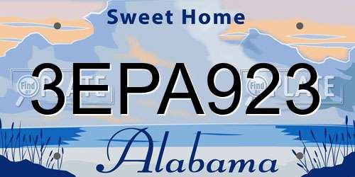 3EPA923 Alabama License Plate