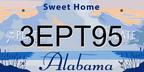3EPT95 Alabama License Plate