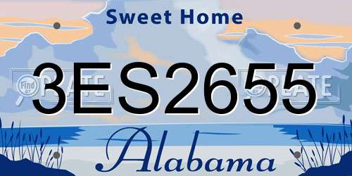 3ES2655 Alabama License Plate