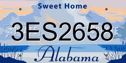 3ES2658 Alabama License Plate