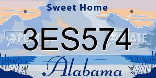 3ES574 Alabama License Plate