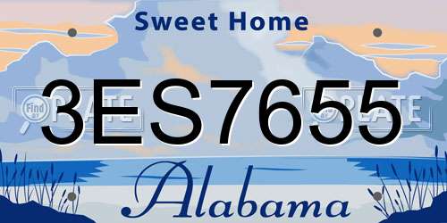 3ES7655 Alabama License Plate