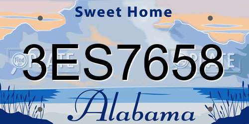 3ES7658 Alabama License Plate