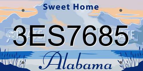 3ES7685 Alabama License Plate