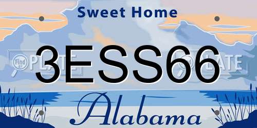 3ESS66 Alabama License Plate