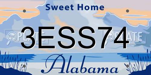 3ESS74 Alabama License Plate