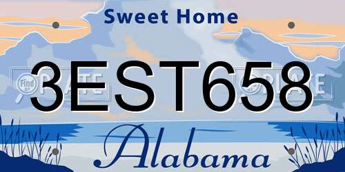 3EST658 Alabama License Plate