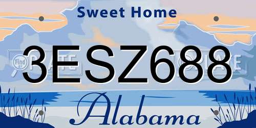 3ESZ688 Alabama License Plate