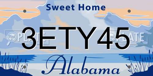 3ETY45 Alabama License Plate