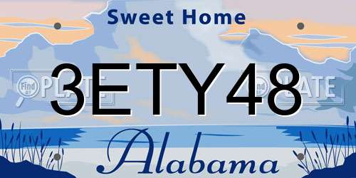 3ETY48 Alabama License Plate